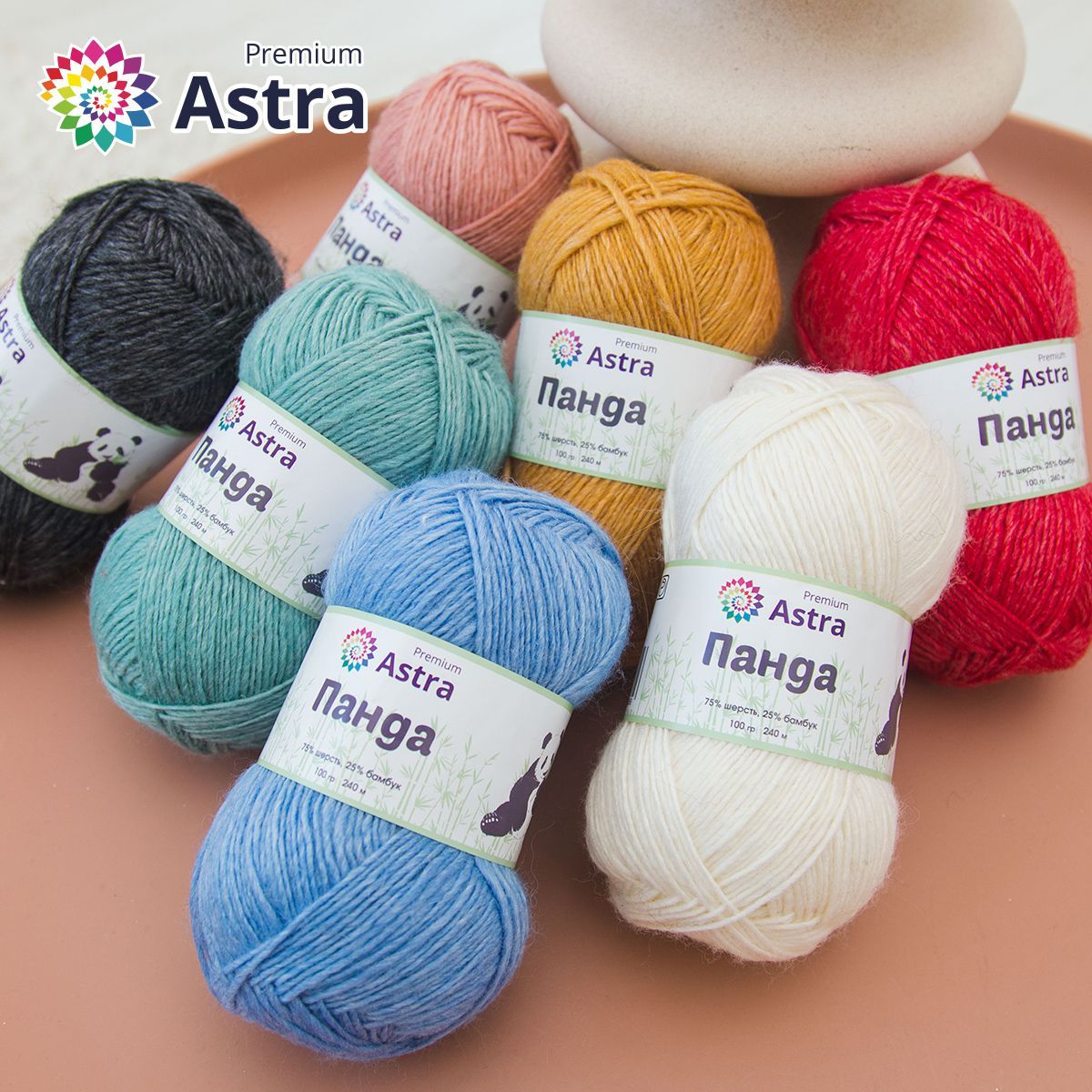 Пряжа Astra Premium Панда Panda шерсть бамбук 100 г 240 м 410 мятный 2 мотка - фото 14