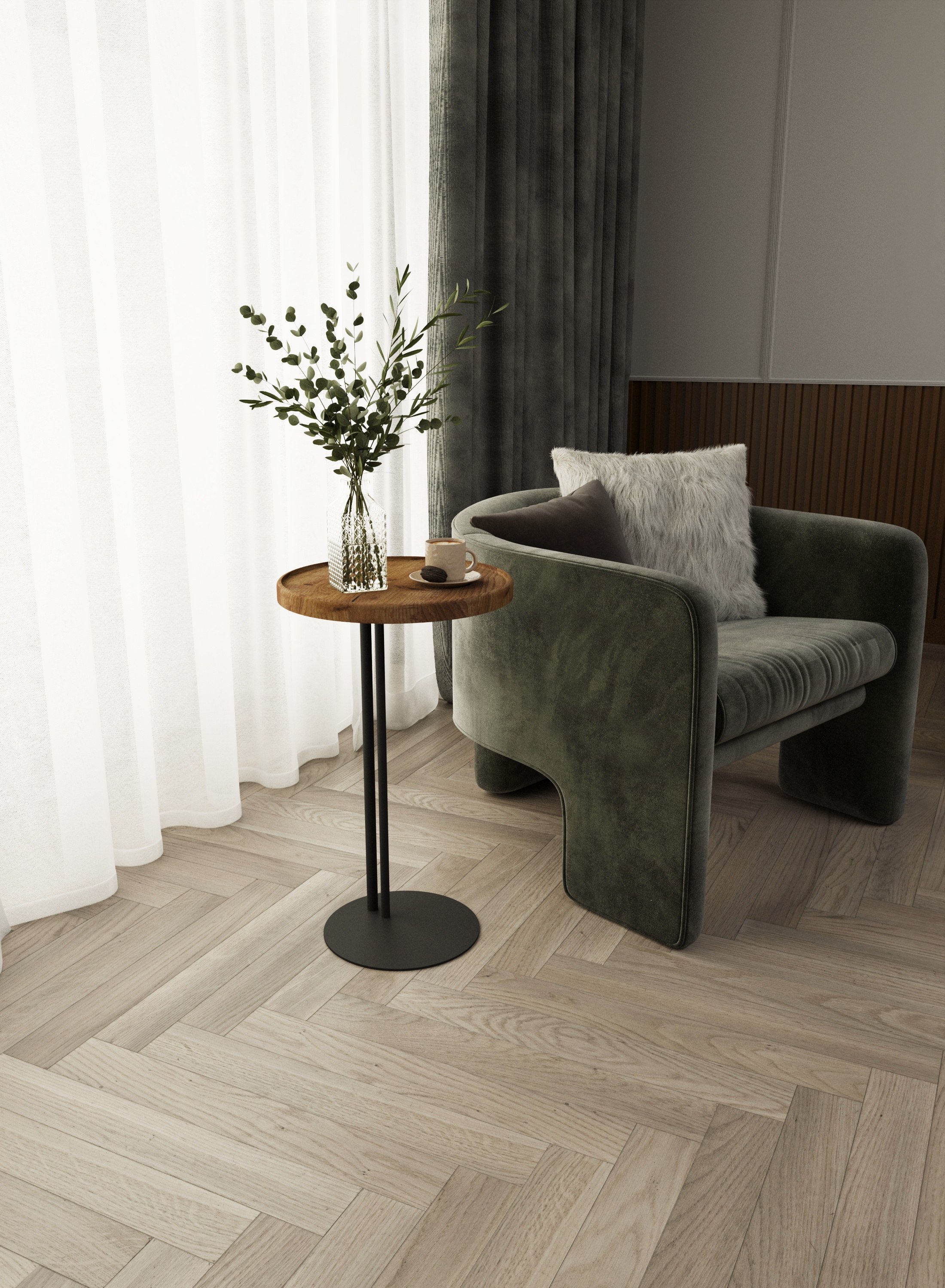 Стол журнальный SLINE Кальяри вяз браун черный - фото 7