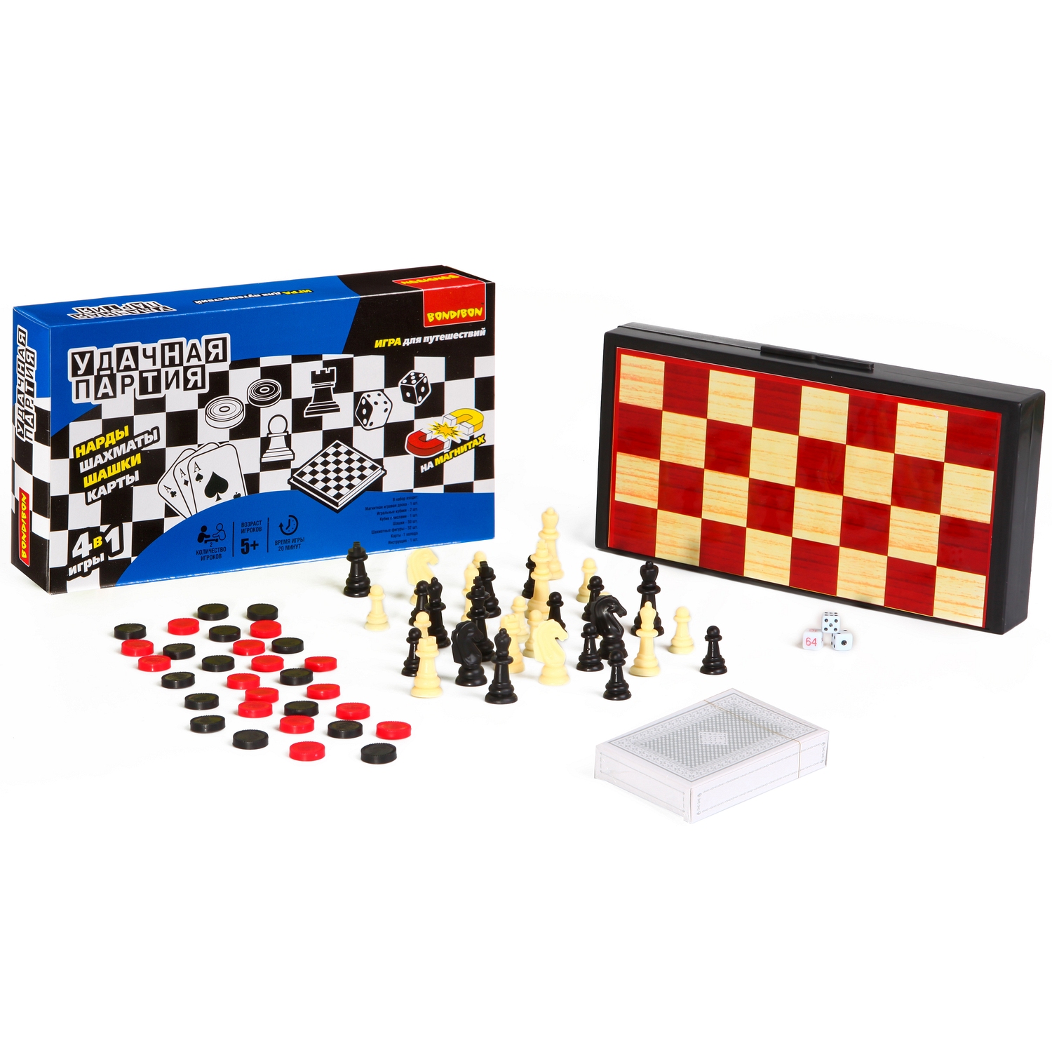 Настольная игра Bondibon Шашки шахматы нарды карты - фото 5