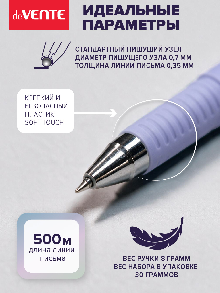 Ручка гелевая deVENTE 3 шт. - фото 3