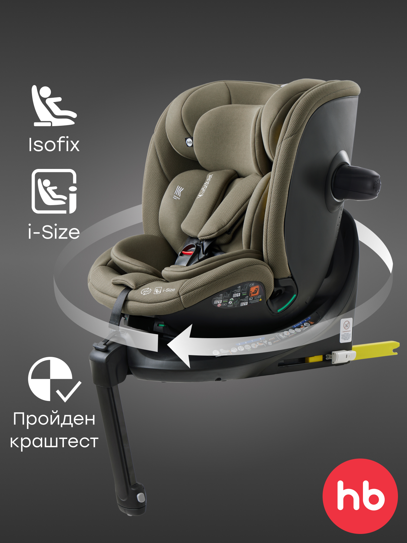 Автокресло Happy Baby Kidster Isofix 0+/1/2/3 (0-36 кг) зеленый - фото 1