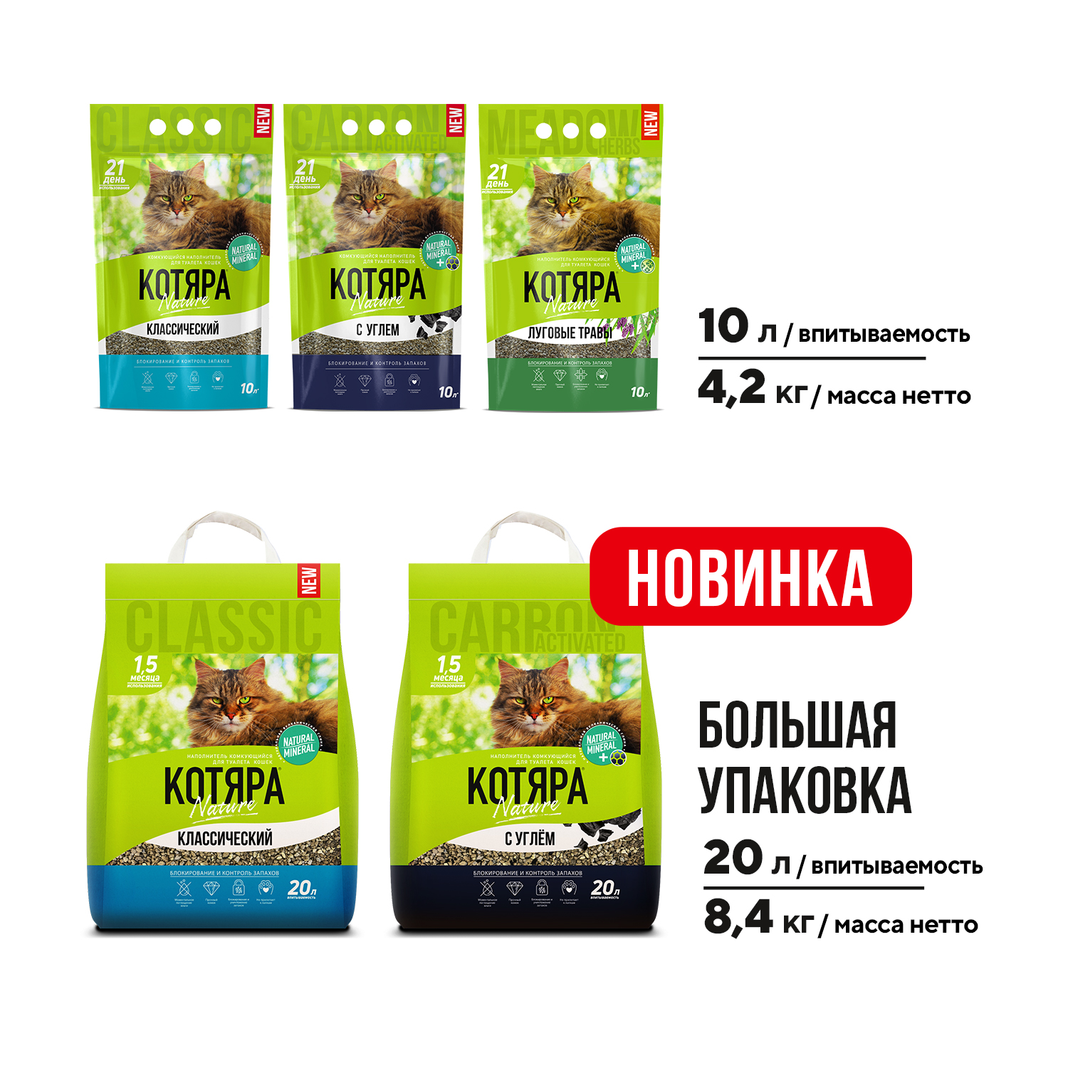 Наполнитель для кошачьих туалетов Котяра с активированным углем комкующийся 8.4кг/20л - фото 7