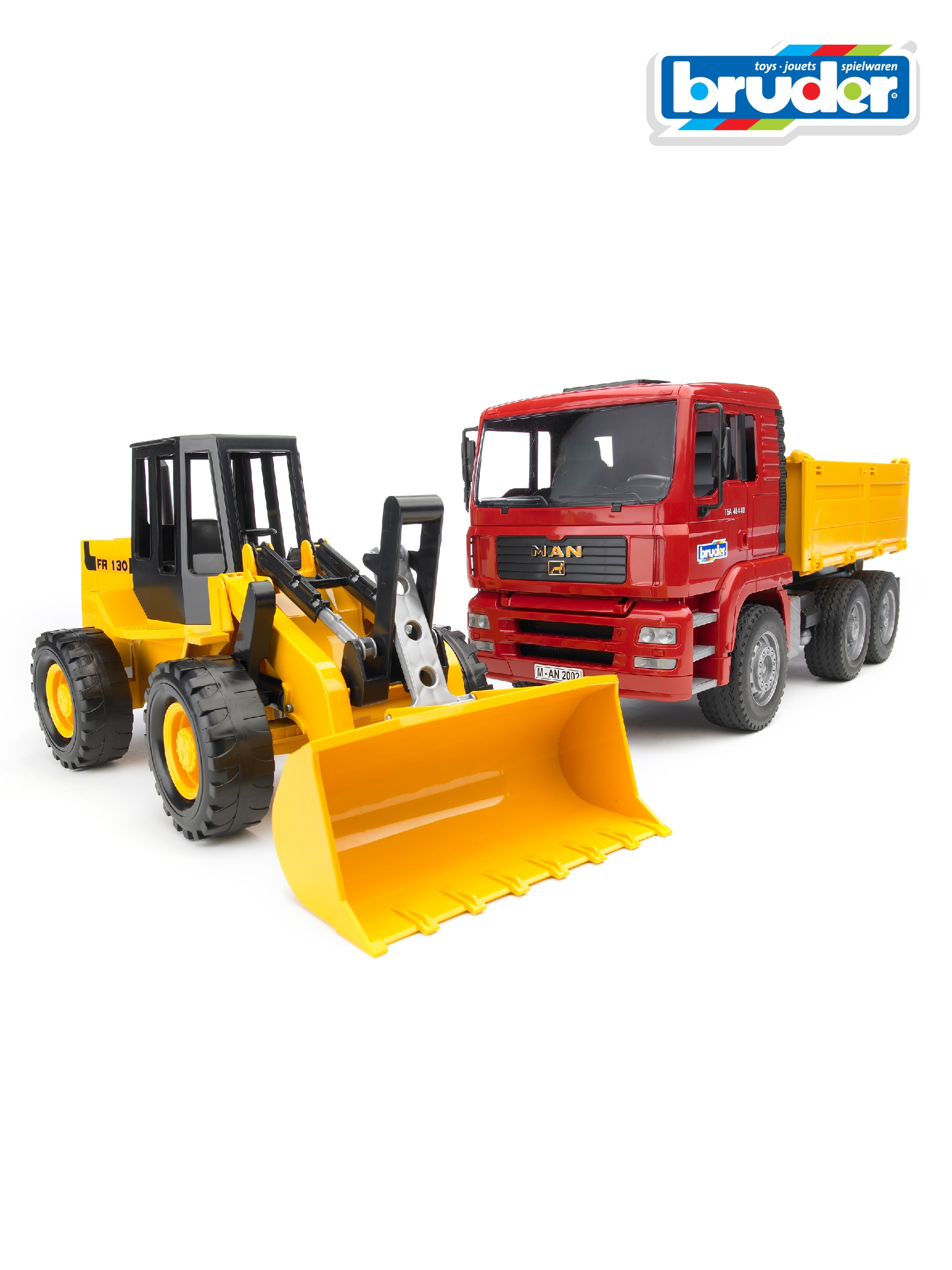 Самосвал Bruder MAN с колёсным бульдозером FR 130 02-752 - фото 1