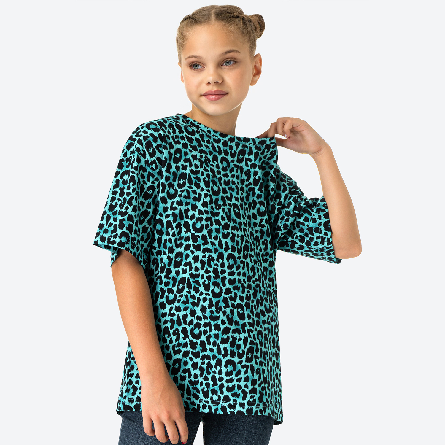 Футболка HappyFox HF0178SPлеопард.бирюзовый - фото 6