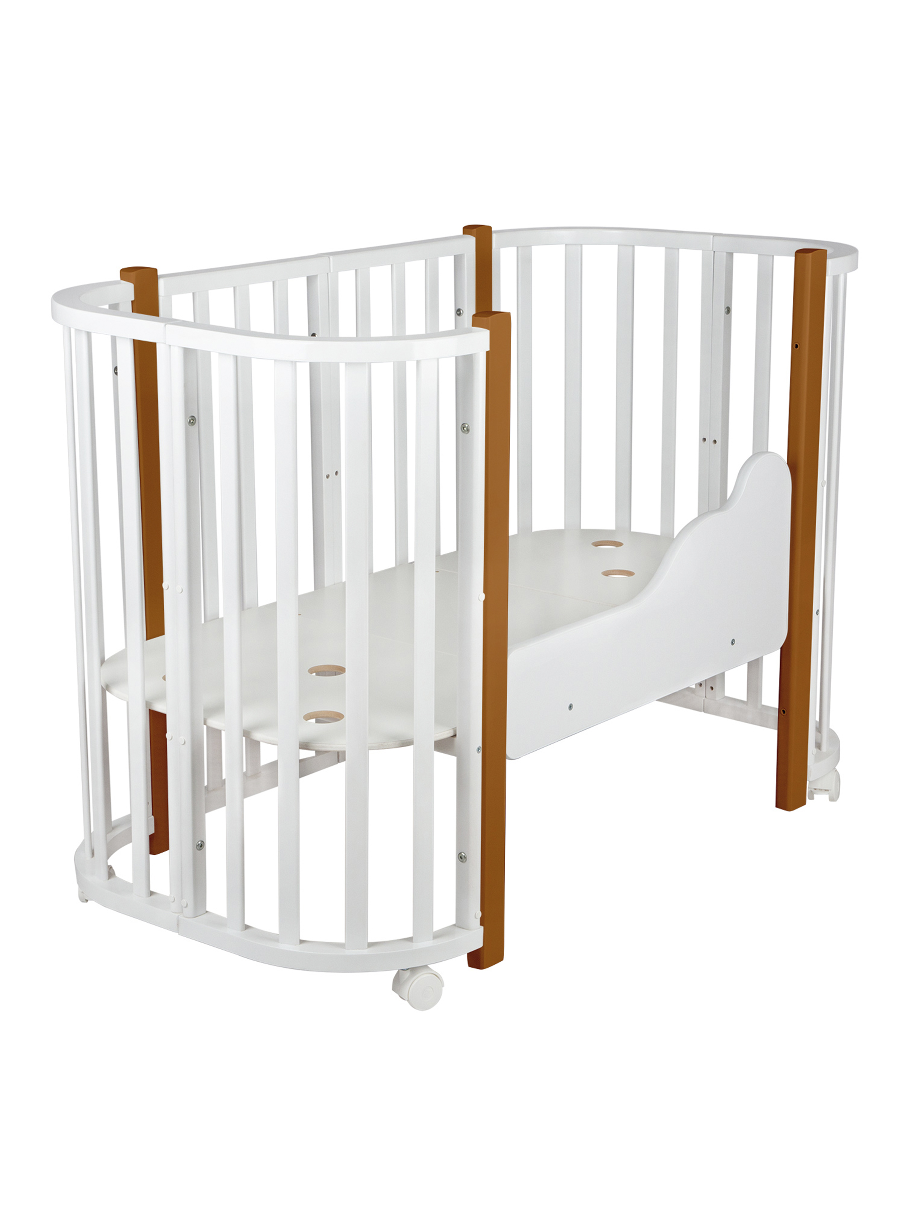 Детская кроватка Ingo Baby Lux BL-01 3 в 1 с бортиком белый натуральный, поперечный маятник - фото 3