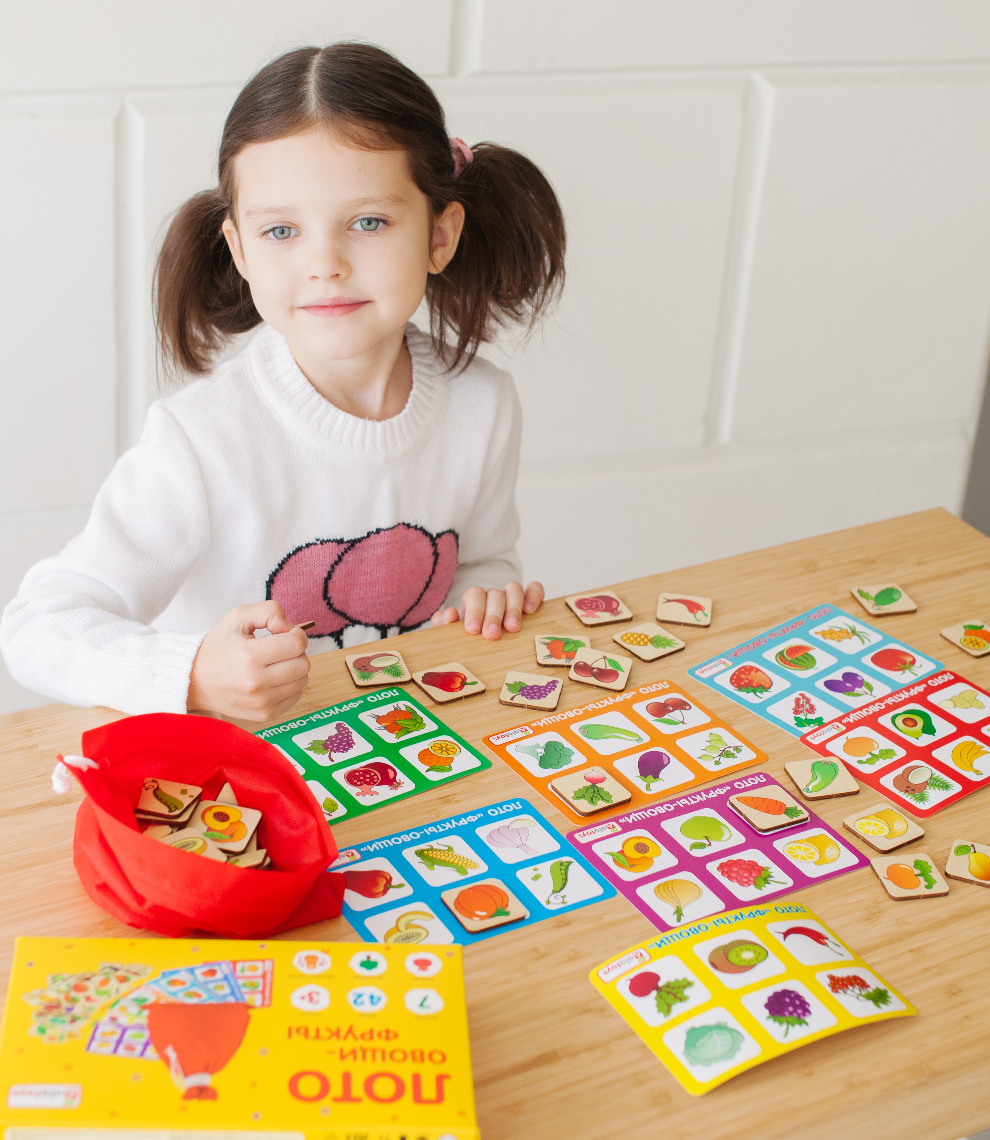 Настольная игра Alatoys 42фишки 7карточек ОВОЩИ ФРУКТЫ - фото 8