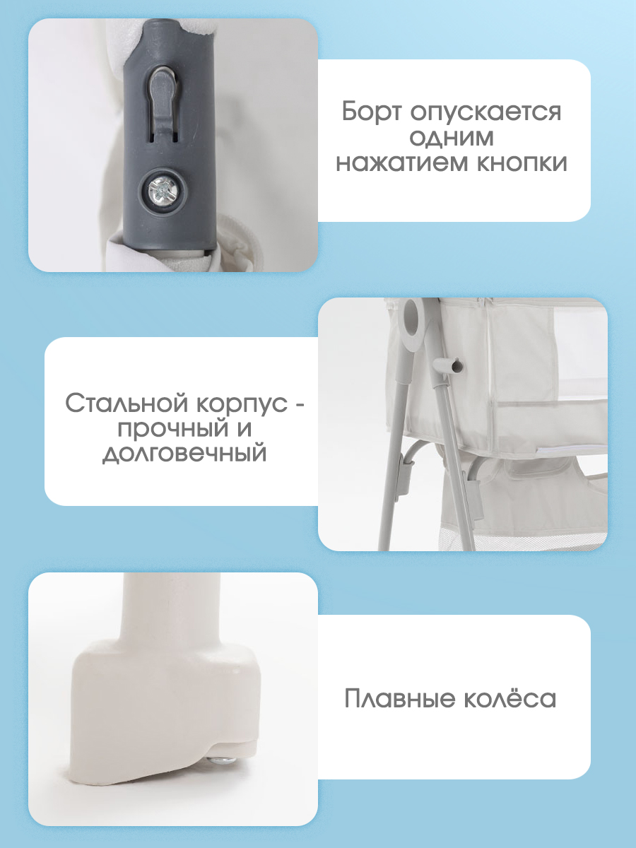 Детская кроватка CINLANKIDS, без маятника (серый) - фото 7