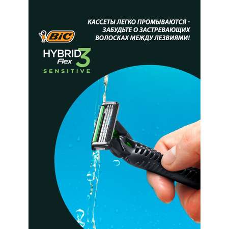 Сменные кассеты для бритвы BIC Hybrid 3 Flex Sensitive 4 шт