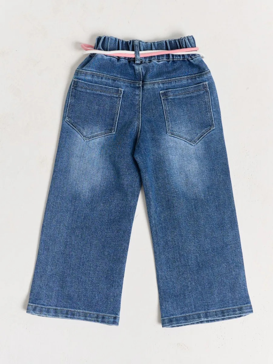 Джинсы iUkoworld Джинсы для девочки широкие палаццо на резинке - фото 6
