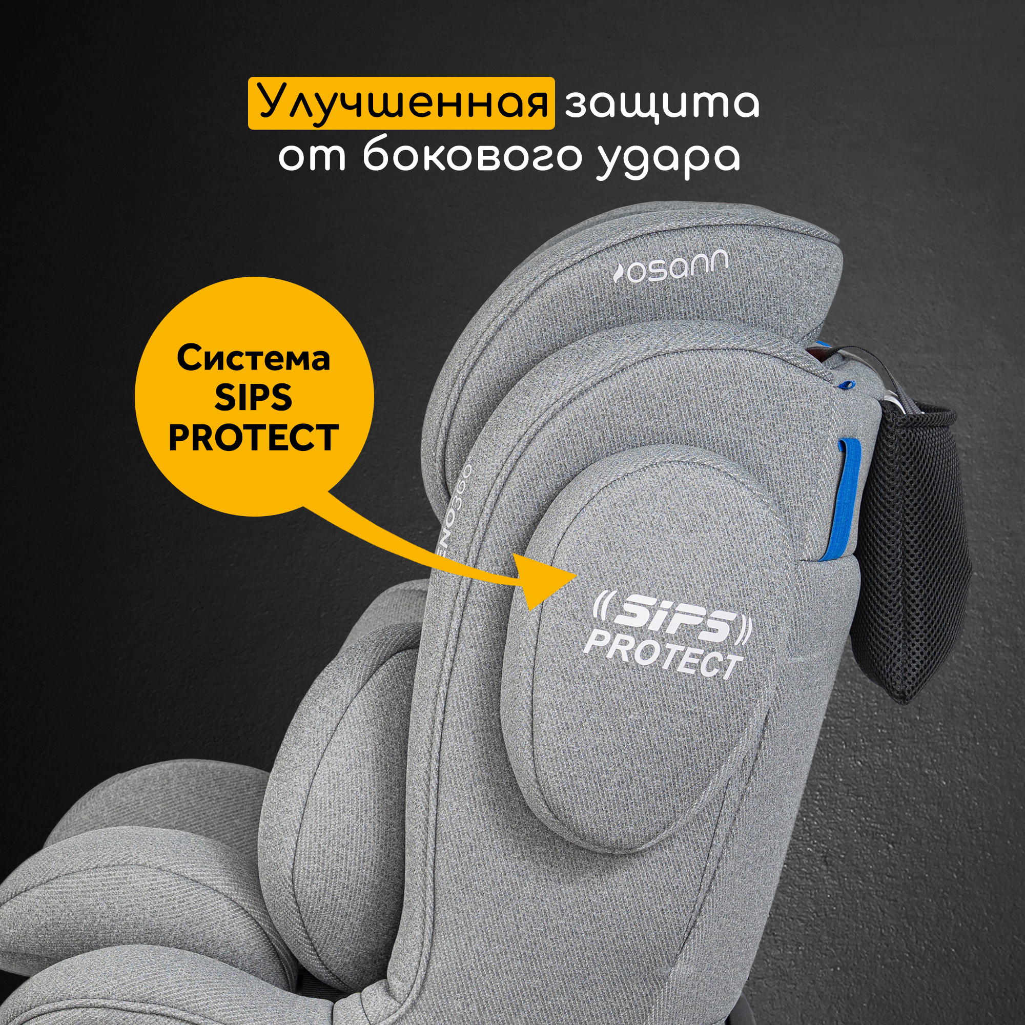 Автокресло Osann Eno 360 SL Iron 0-36 кг Isofix 0+/1/2/3 (0-36 кг) серый - фото 8