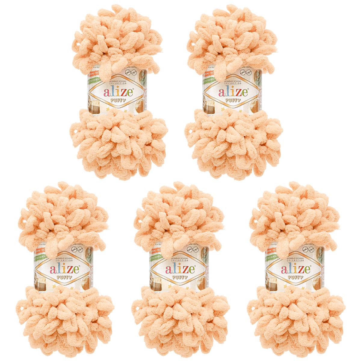 Пряжа для вязания Alize puffy 100 г 9 м микрополиэстер фантазийная плюшевая 310 бежевый 5 мотков - фото 6
