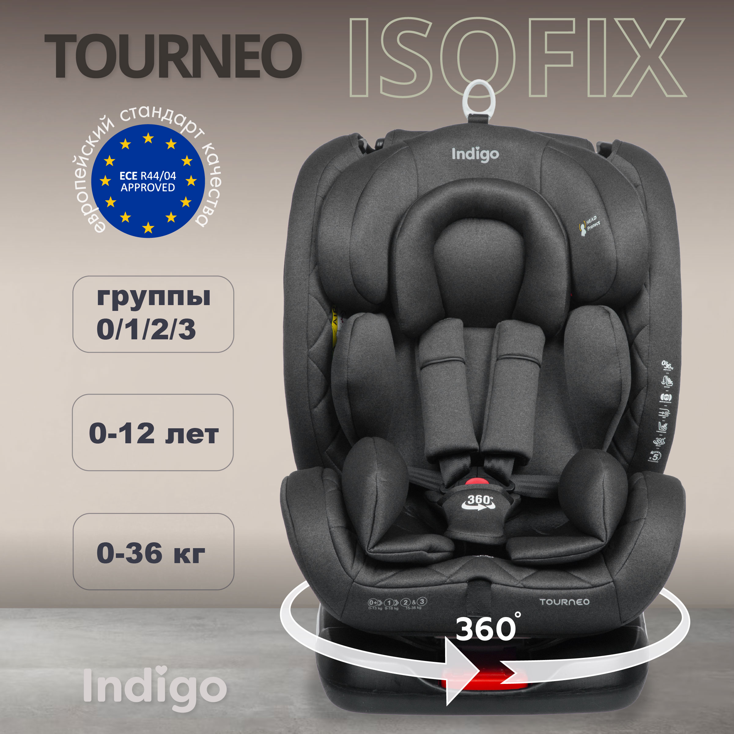 Автокресло Indigo Tourneo Isofix 0+/1/2/3 (0-36 кг) - фото 1
