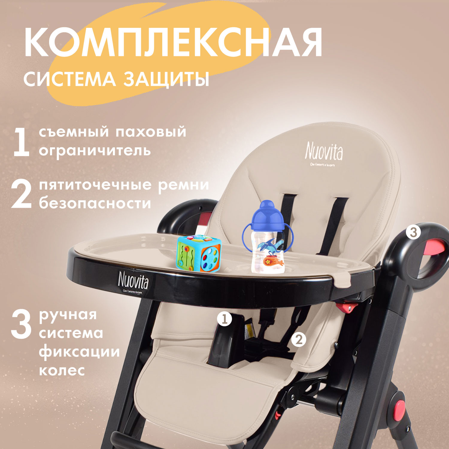 Стульчик для кормления Nuovita Futuro Nero бежевый - фото 4