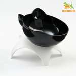 Миска Пижон чёрная на белой подставке 10х12х13.5 см