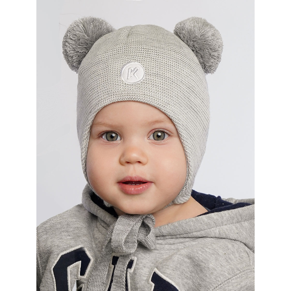 Шапка ПриКиндер M3-1957 Цвет: Светло-серый/молочный - фото 4