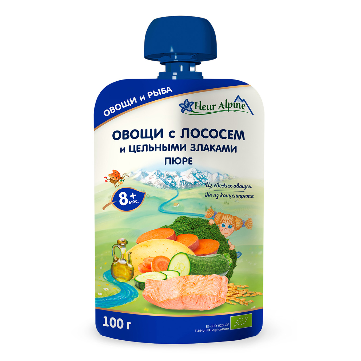 Пюре Fleur Alpine Овощи-лосось-цельные злаки с 8 мес 100 г - фото 1