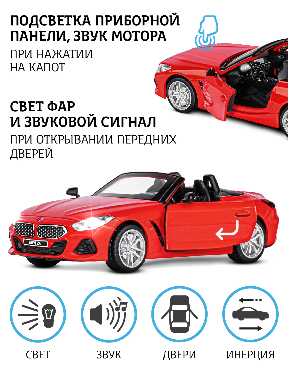 Автомобиль АВТОпанорама BMW Z4 M40i 1:30 JB1251477 - фото 2