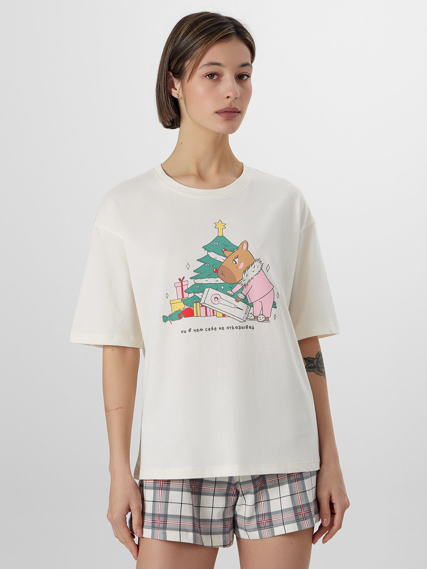 Пижама Mark Formelle (Марк Формэль) 592591/молочный +клетка на молочном - фото 1