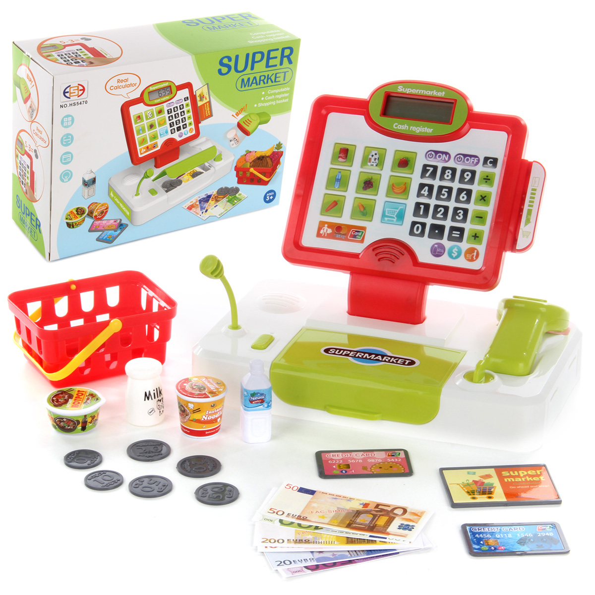 Игровой набор Veld Co тележки и корзинки, прилавок, касса, продукты - фото 3