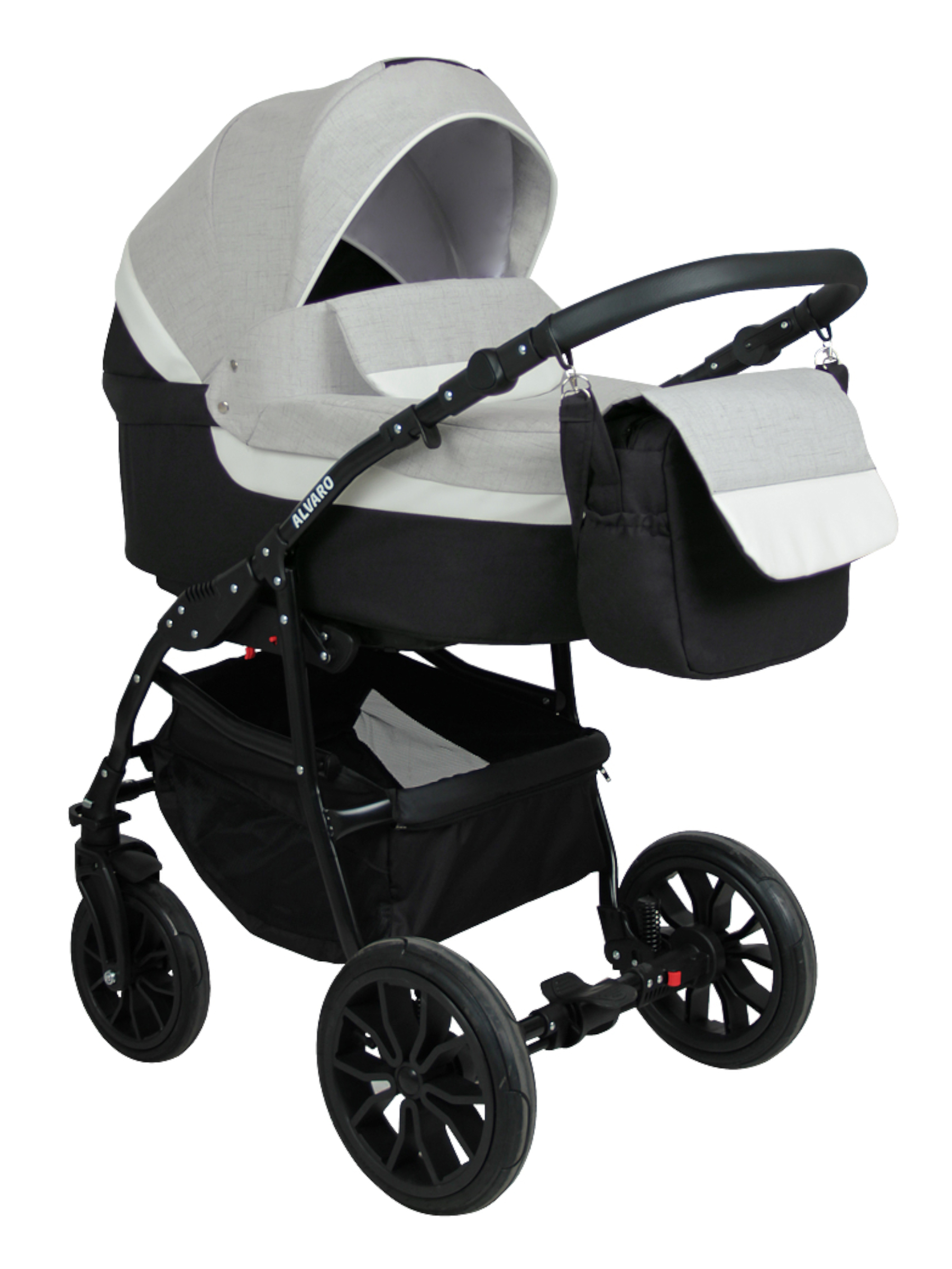 Коляска 3в1 alis Alvaro F 04 серый-белый - фото 1