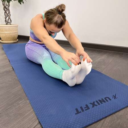 Коврик для йоги и фитнеса UNIX Fit 180 х 61 х 0,8 см двуцветный голубой
