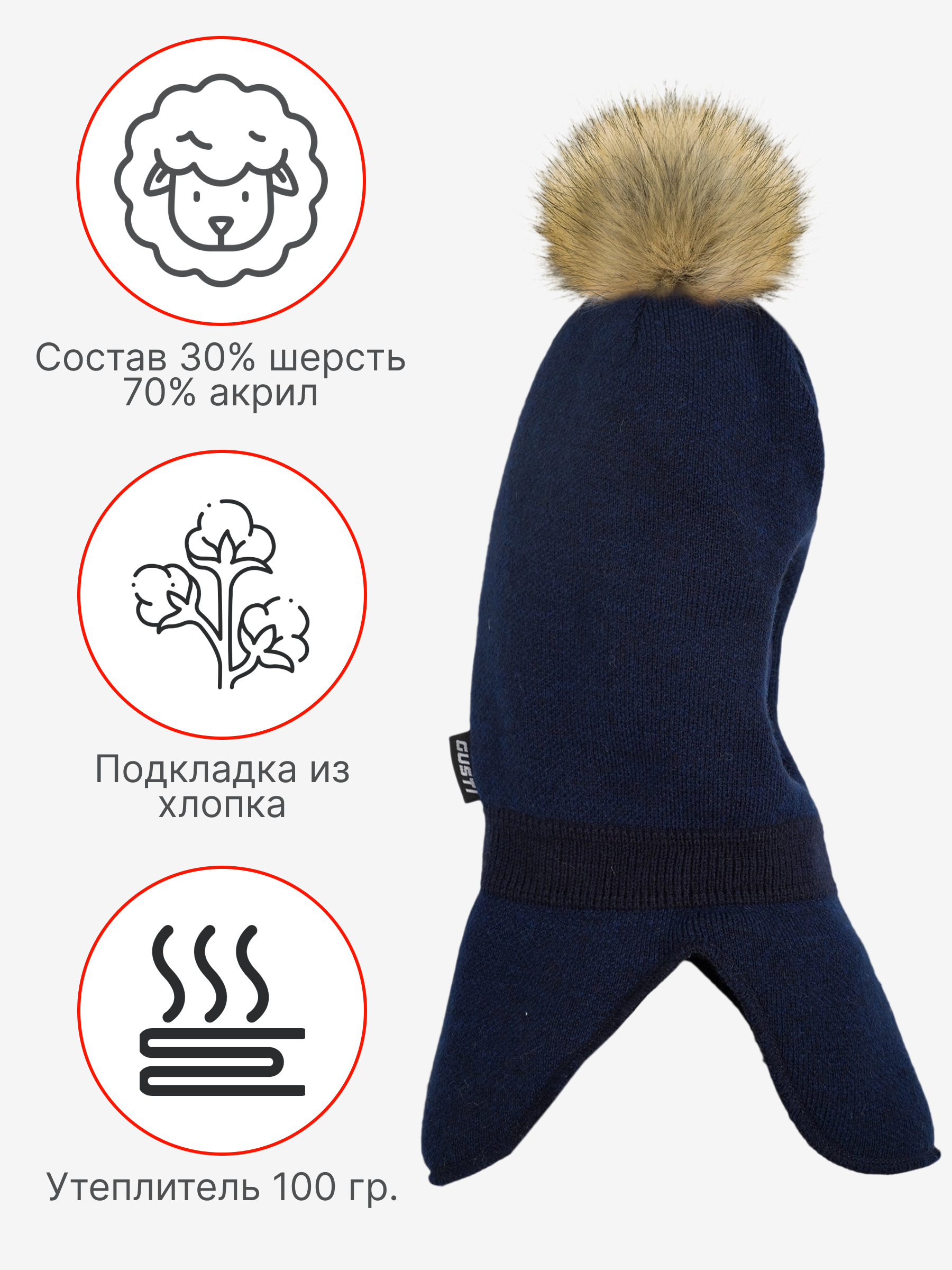 Шапка-шлем GUSTI GW24AC1178B-NAVY - фото 4