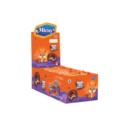 Пирожное донат Miray Пирожное донат глазированное с шоколадным вкусом и маршмеллоу