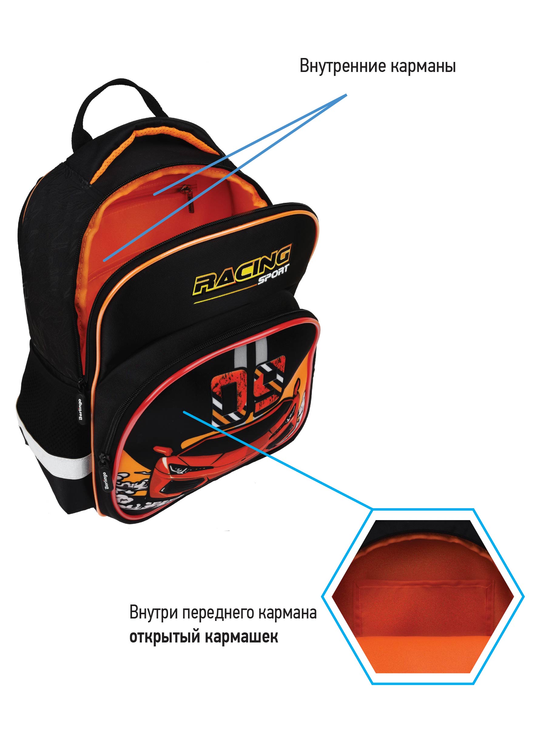 Рюкзак BERLINGO Racing sport - фото 8