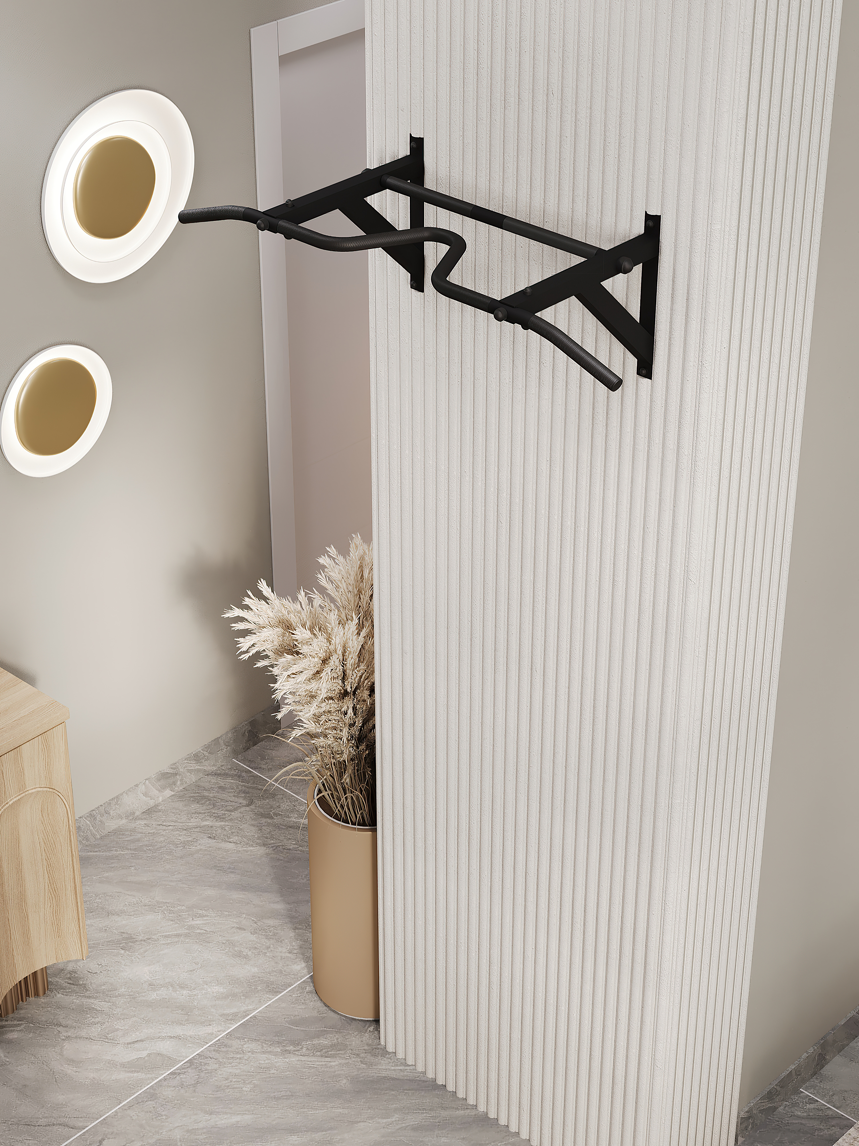 Турник настенный VENOM BLACК - стальное рифление хватов - фото 7