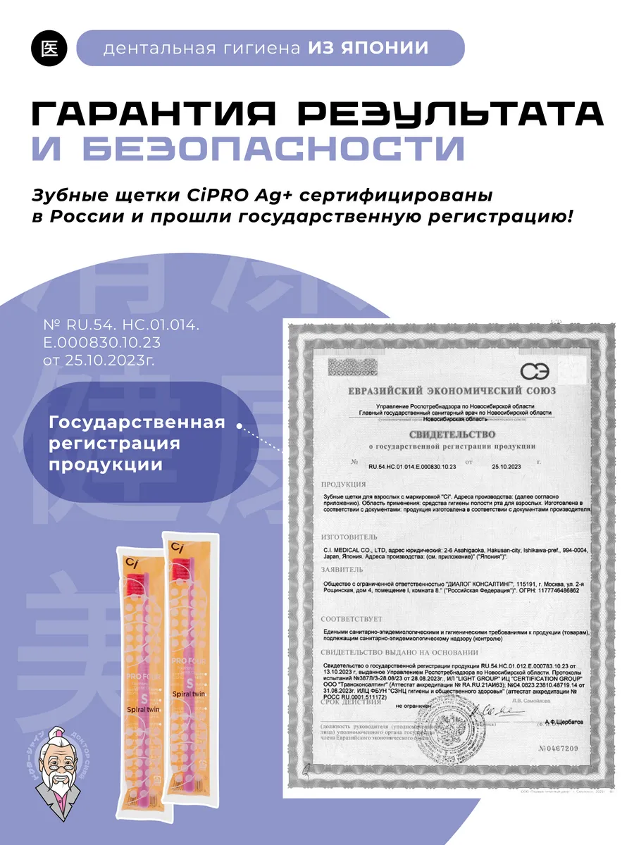 Зубная щетка классическая Доктор Сияй Ci Medical от 12 лет 1 шт. - фото 4