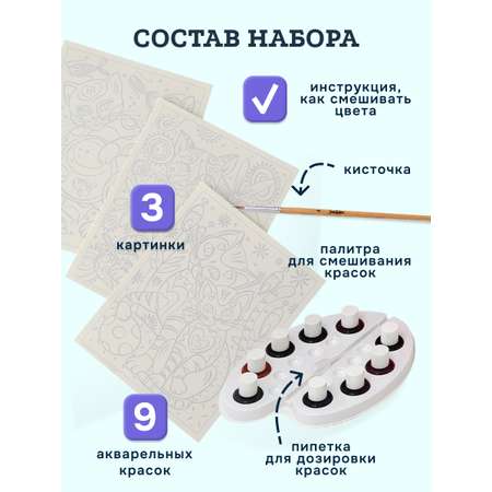 Набор для рисования SentoSphere Кошки акварель