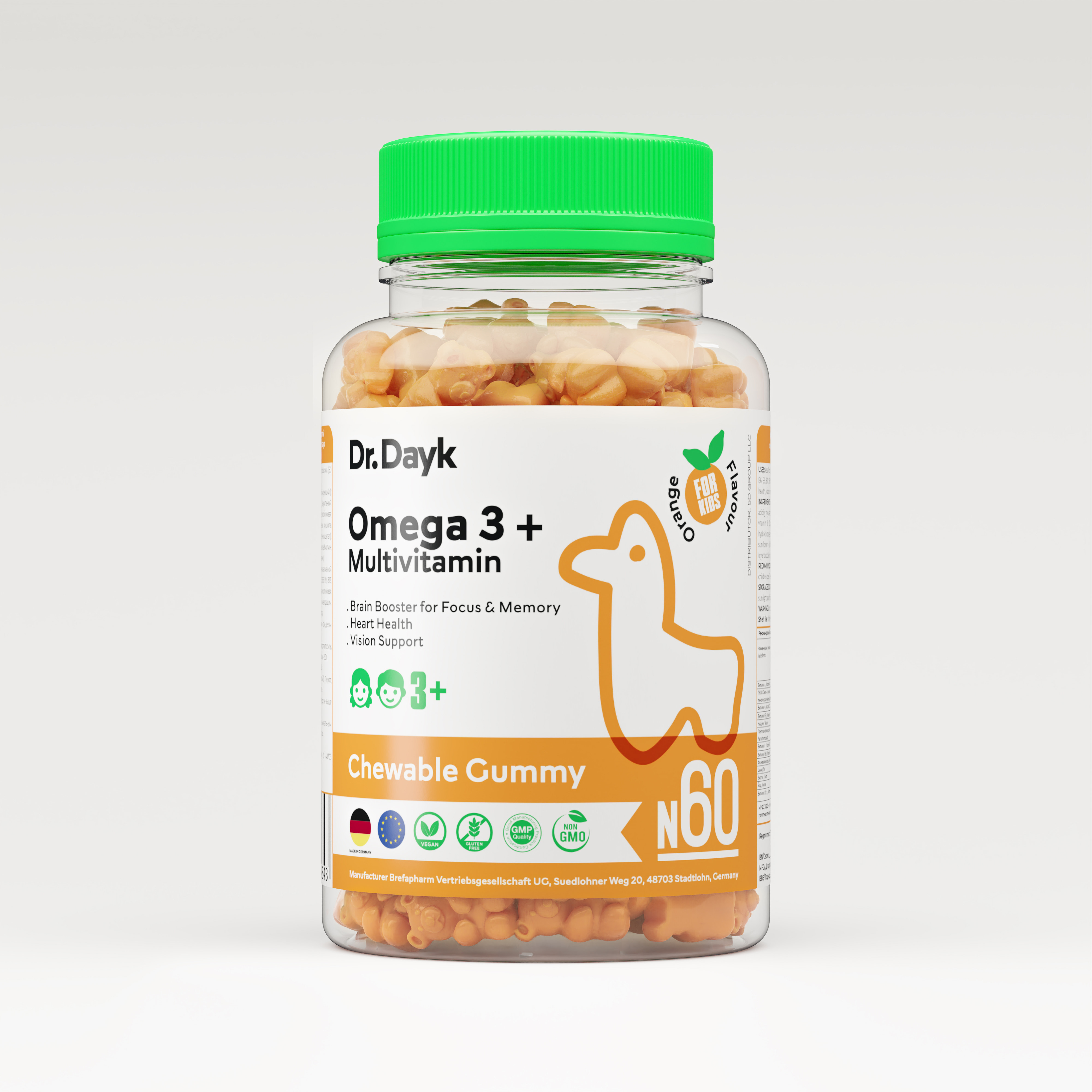 БАД Doctor Dayk МаксиМишки Омега 3 плюс Мультивитамины для детей жевательные пастилки со вкусом апельсина - фото 1