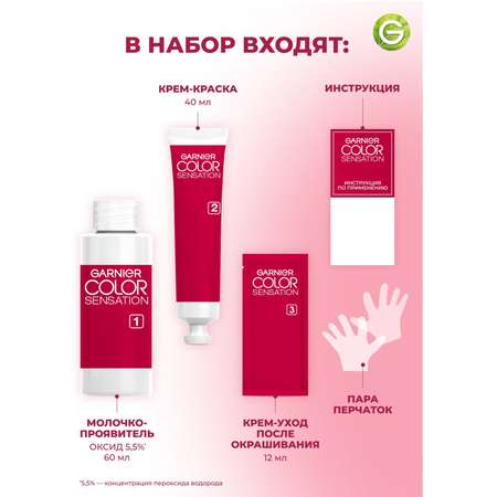 Стойкая крем-краска для волос GARNIER Color Sensation Роскошь цвета\"оттенок 8.12 Розовый перламутр 110мл
