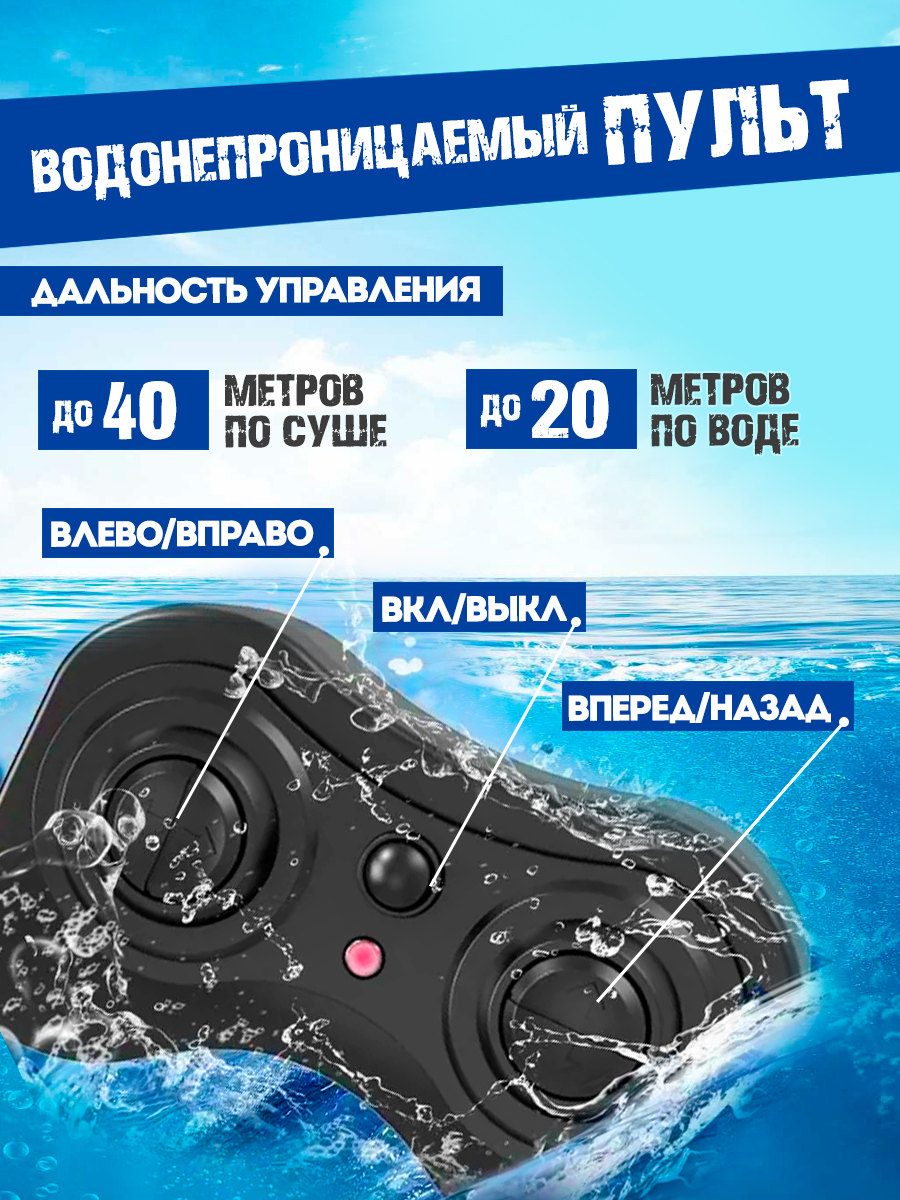 Монстр-трак РУ ToviWish плавающий джип амфибия 1:16 - фото 7