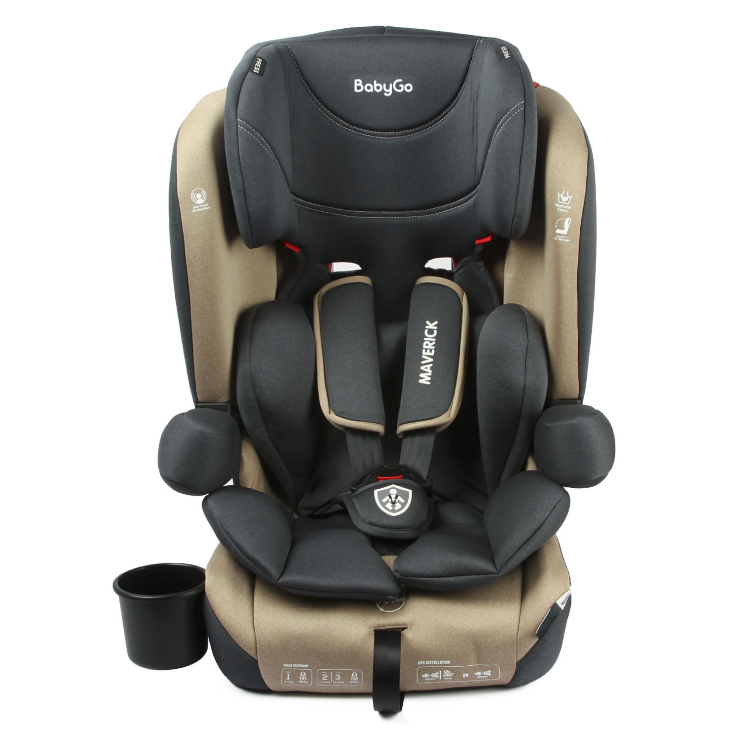 Автокресло BabyGo Maverick New Isofix 0+/1/2/3 (0-36 кг) бежевый - фото 10