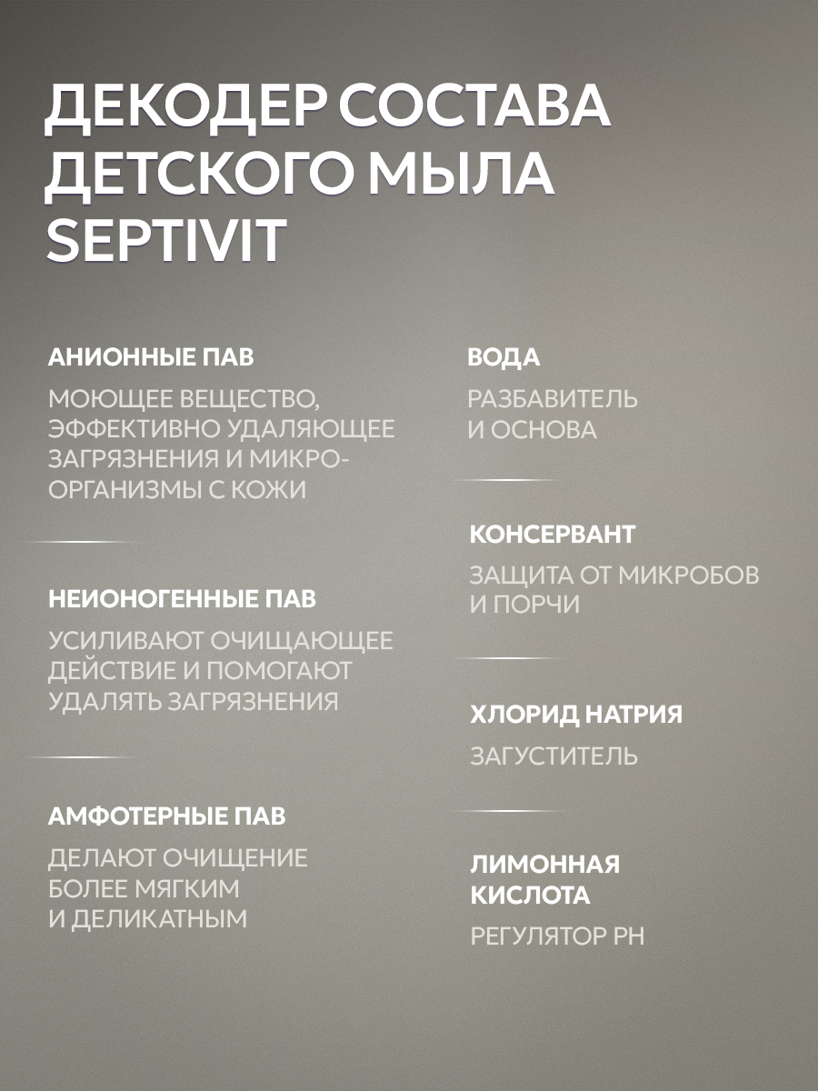 Мыло жидкое SEPTIVIT детское без запаха 0+ 5000 мл - фото 5