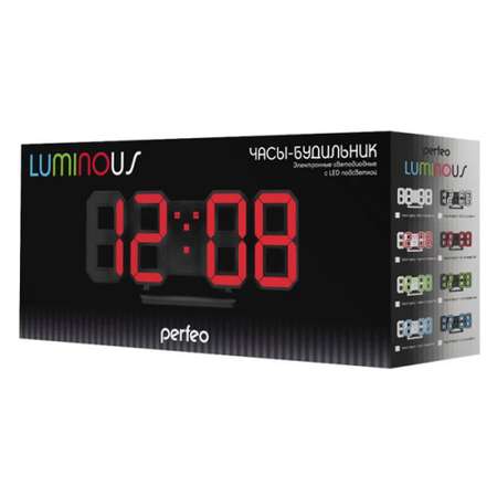 LED часы-будильник Perfeo LUMINOUS черный корпус белая подсветка PF-663