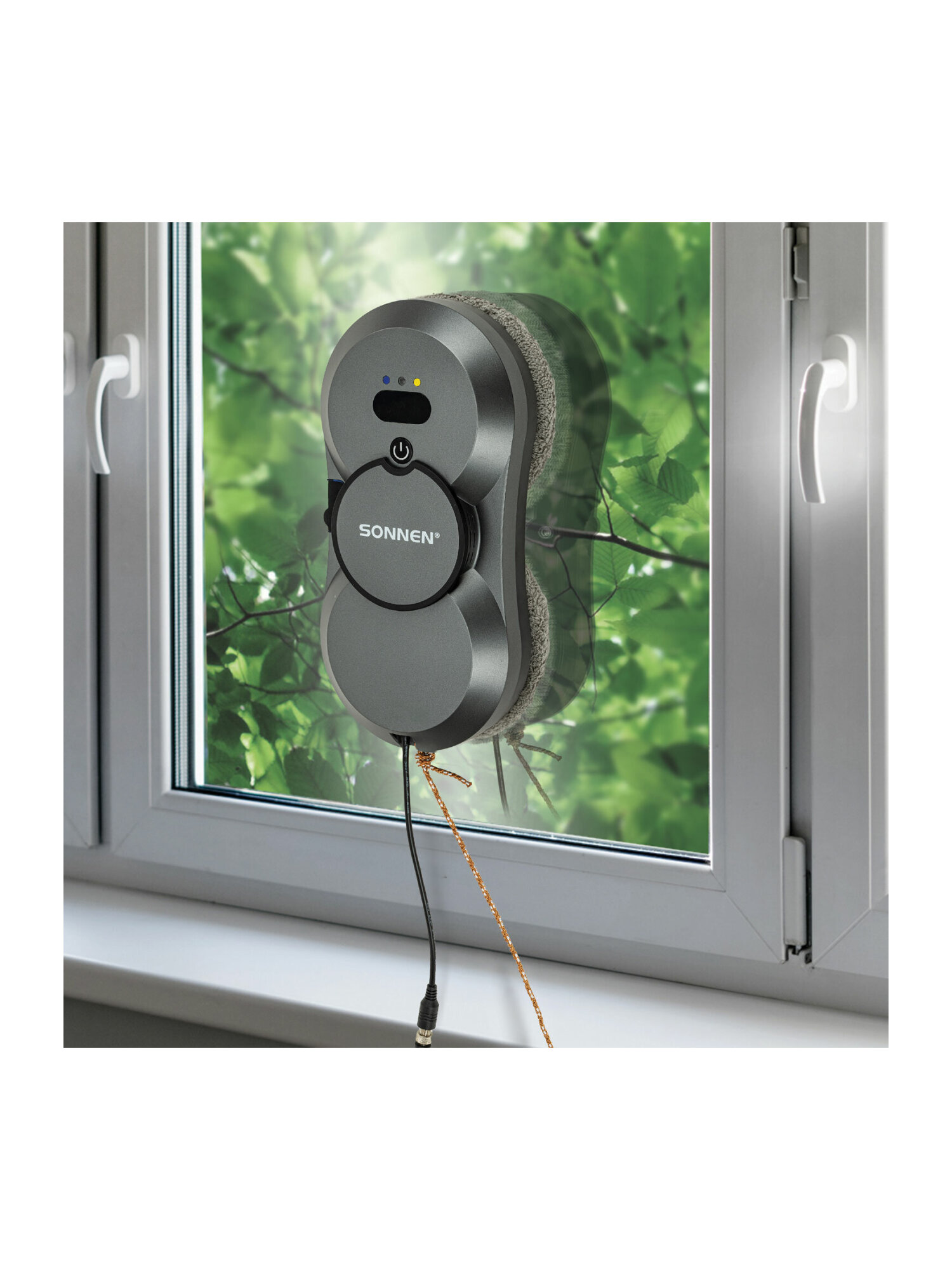 Робот мойщик окон Sonnen с распылением датчик от падения 26 салфеток пульт ДУ - фото 27