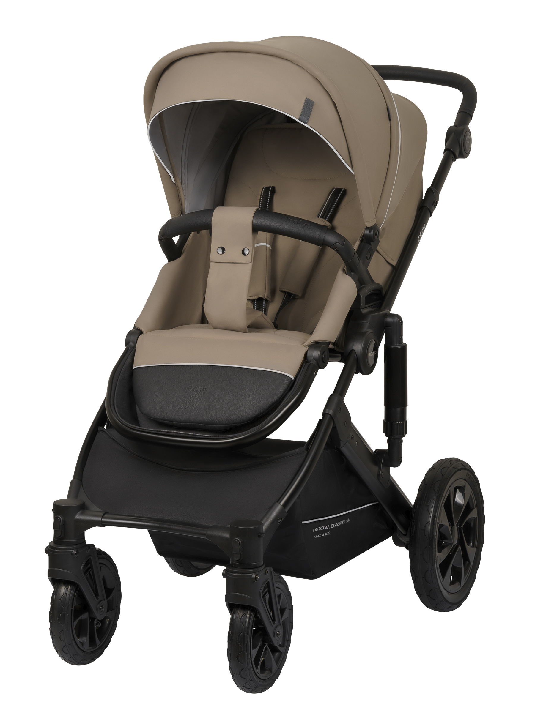 Коляска 2в1 Indigo Coin темно-бежевый - фото 6