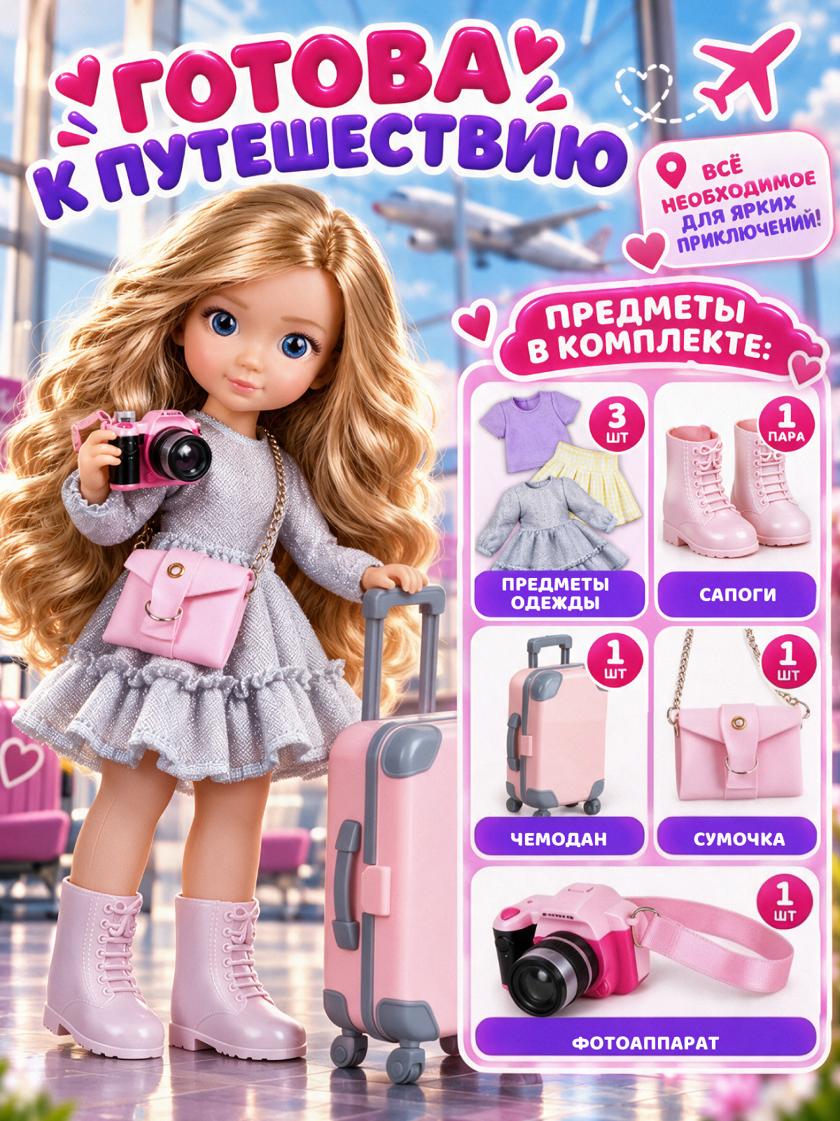 Кукла классическая AMORE BELLO Путешественница высота 32 см JB0214958 - фото 3