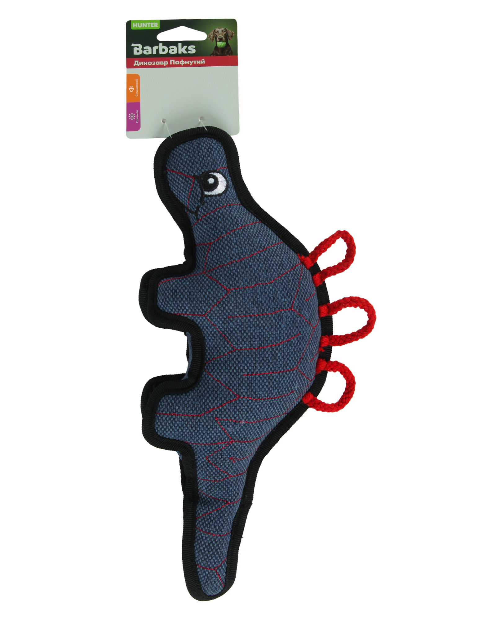 Игрушка для собак Barbaks Динозавр Пафнутий особо прочный мягкий с пищалкой 31.5*15.5см - фото 7
