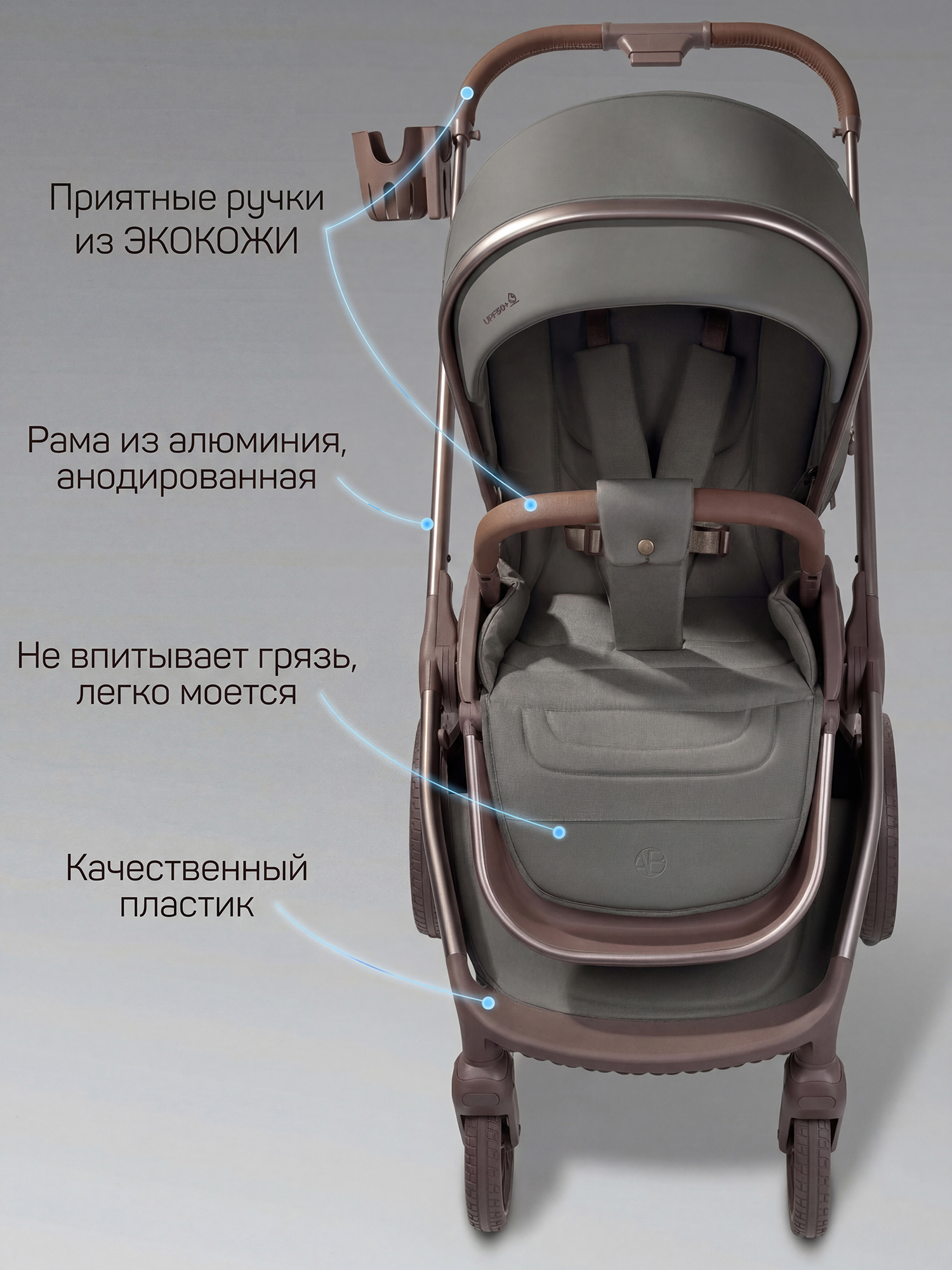 Коляска 2в1 Amarobaby Motus Premium Ecco Exclusive серый - фото 28
