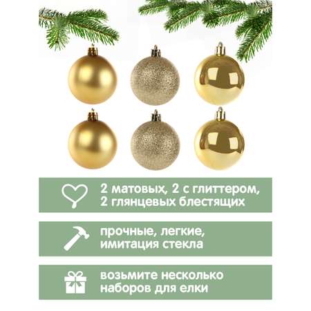Набор ёлочных украшений Весёлый хоровод шары 6 штук