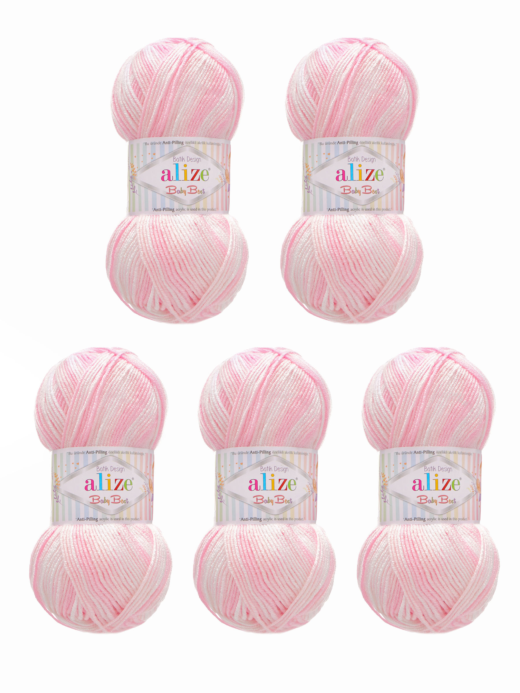 Пряжа для вязания Alize baby best batik бамбук акрил с эффектом антипиллинг 100 г 240 м 6660 секционный 5 мотков - фото 6