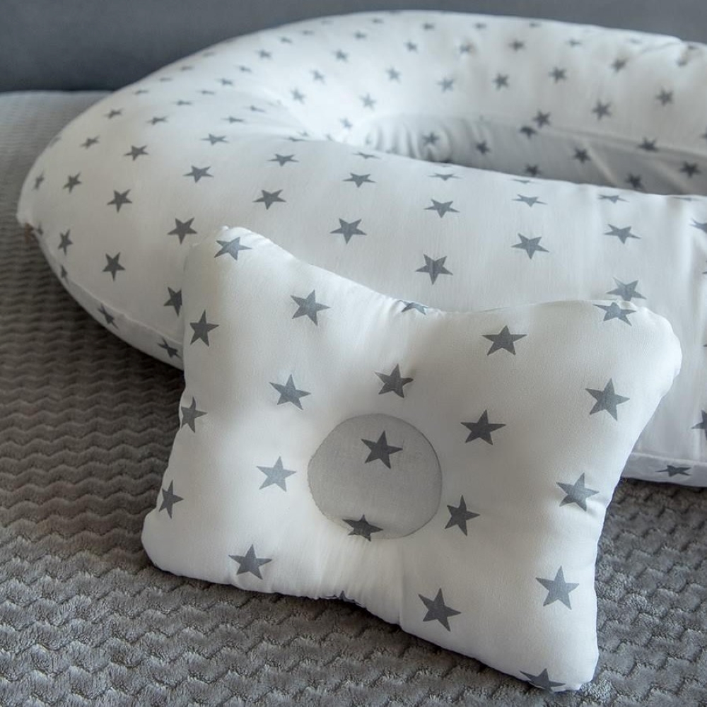Подушка для беременных BIO-TEXTILES U Комфорт звездочки серые в комплекте с подарком - фото 2