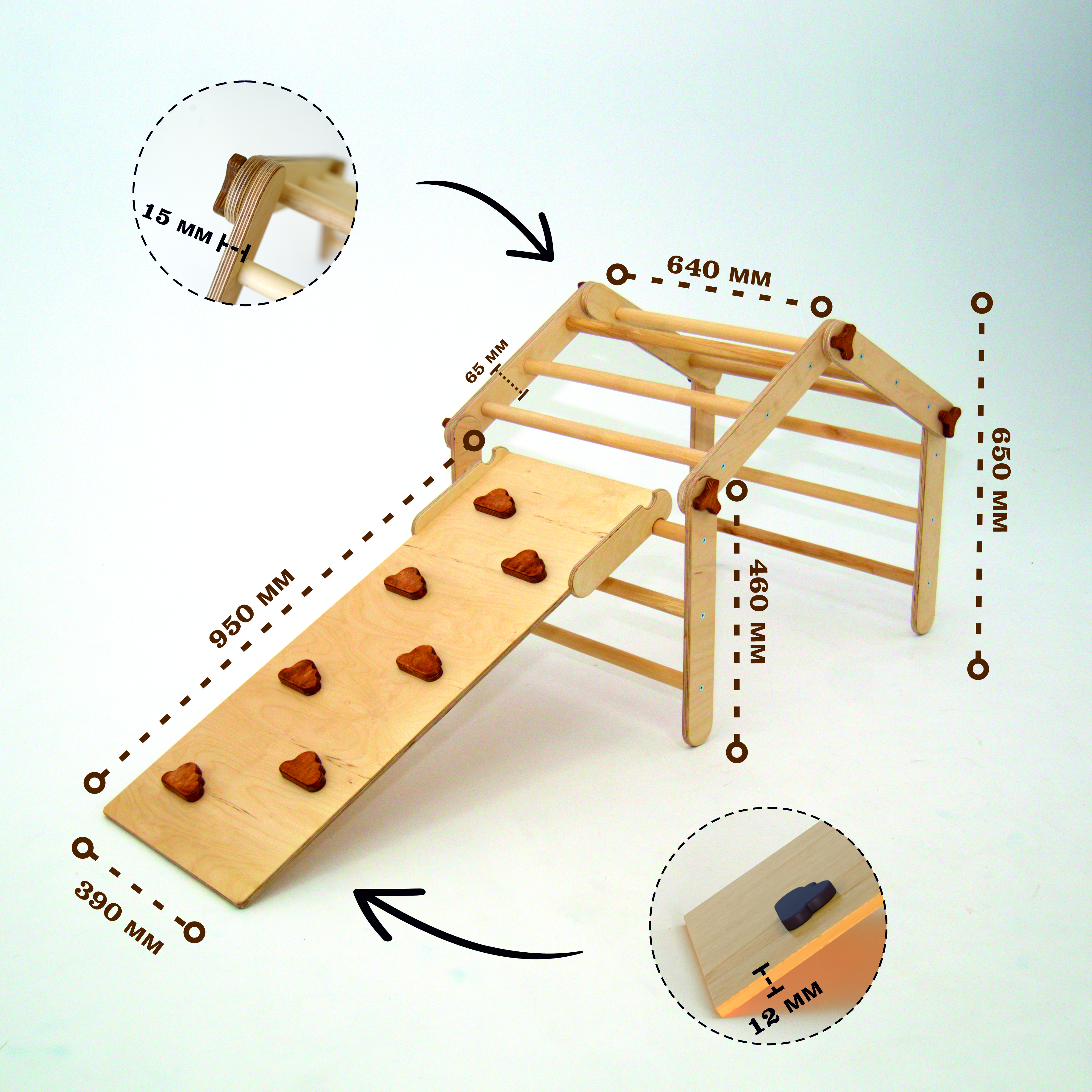 Комплект треугольник bykva Пиклер c горкой скалодромом - фото 4