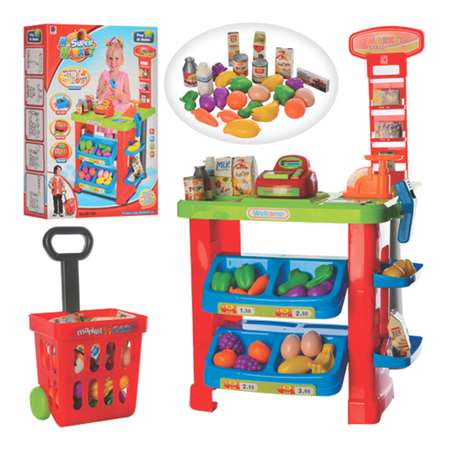 Игровой набор ND PLAY тележки и корзинки, касса, продукты