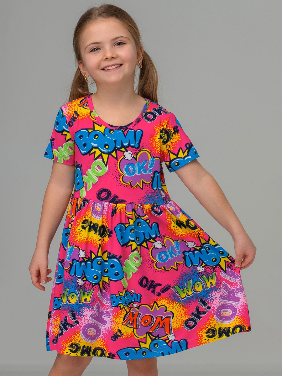 Платье HappyFox HF00192фуксия.с.надписями - фото 8