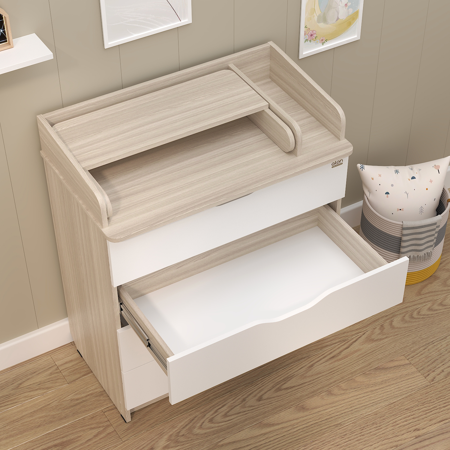 Комод пеленальный aton baby furniture Loft (шимо светлый, белый) - фото 2