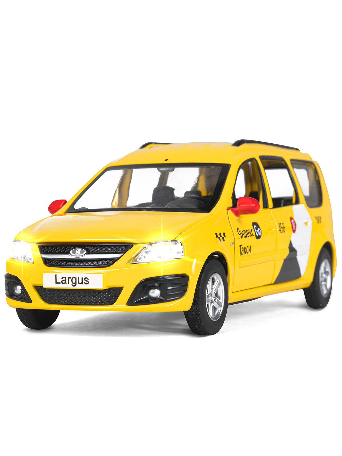 Автомобиль Яндекс GO LADA Largus Такси озвучено Алисой 1:24 желтый JB1251481 - фото 11